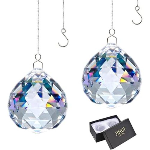 Suncatcher Crystals Ball Prism Window Rainbow Maker with Chain for Easy Hanging 40 mm 2 Pack