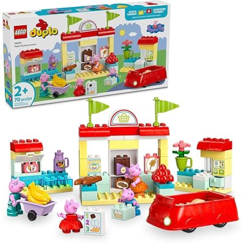 LEGO DUPLO Peppa Pig Supermarket Building Toy - Peppa Pig Toys for Girls & Boys, Ages 2+ Years - Gift for Christmas - Pretend Play Playset for Preschool - Learning & Education - 10434