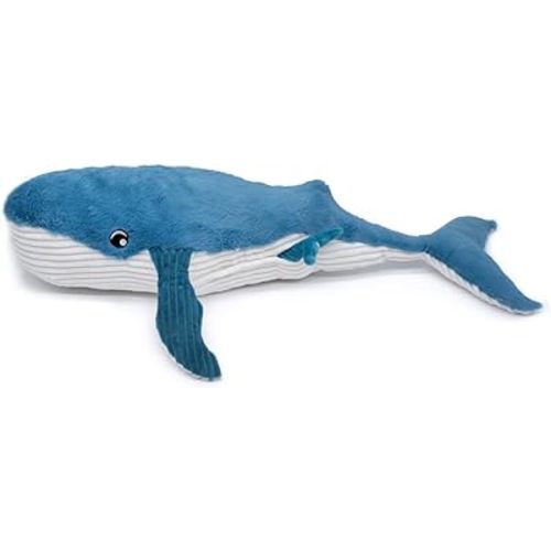 LES DÉGLINGOS - Plush Gravillou Whale Toy Set - Mother Whale and Baby Blue - Soft Stuffed Animal - Cuddly Marine Life Toy for Kids Nursery Décor