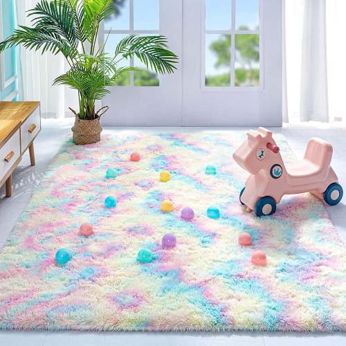 Lochas Rainbow Carpet Colorful Area Rugs Soft Fluffy Rug For Living Room Bedroom Kidroom Nursery, 3'x5'
