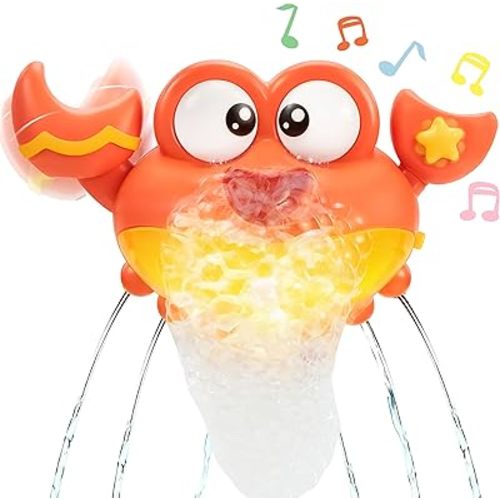 Baby Bath Toys for Toddlers 2-4, Crab Bubble Machine with Music, LED Lights, Light Up Bath Toys for Kids, Automatic Bubble Maker for Bathtub, Boys & Girls Gifts for Christmas