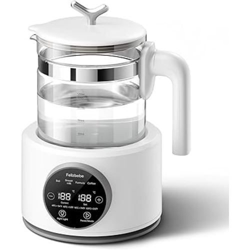 Baby Water Warmer, Baby Bottle Warmer Glass Tea Kettle Boiler, Formula Maker with Night Light, Accurate Temperature Control for Formula, Low Noise Breastmilk Warmer, 24/7 Keep Warm, Coffee,Tea