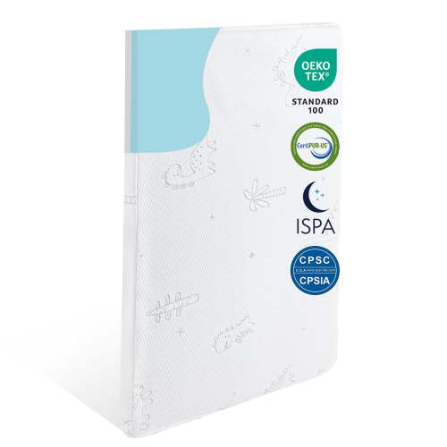 Flyxunfri Pack and Play Mattress for Toddlers, Dual Sided Memory Foam Crib Mattress for Baby Toddlers, Memory Foam Crib Mattress Waterproof Pad with Removable Cover