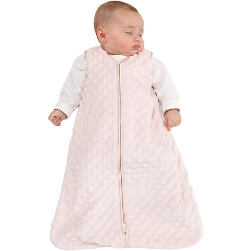 HALO Sleepsack Wearable Blanket, TOG 1.5, Velboa, Pink Plush Dots, Large