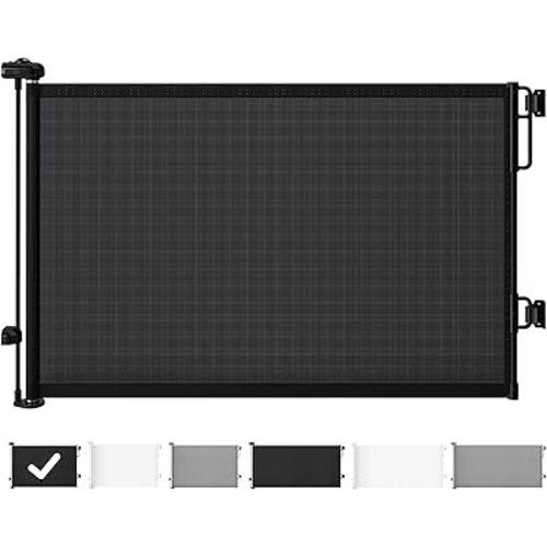 Cumbor Retractable Baby Gate Dog Gate for Stairs Indoor, Extends up to 55" Wide Mesh Dog Gate for Doorways, 34" Tall Safety Dog Gates for The House, Easy to Use Pet Gate for Stairway & Ourdoors, Black