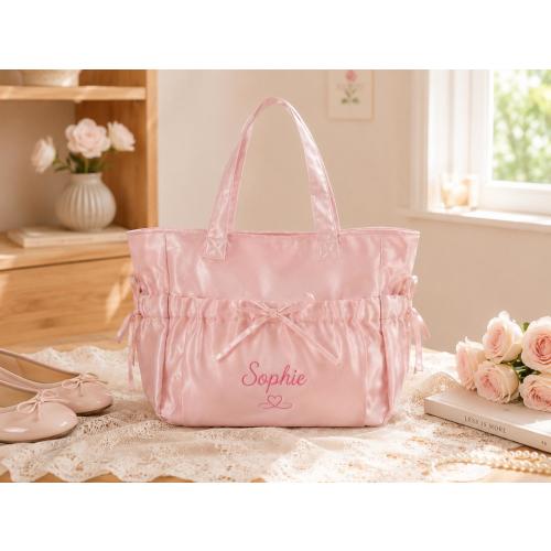 Personalised Satin Hospital Bag, Custom Embroidered Name Tote, New Mum Gift, Baby Shower Bag
