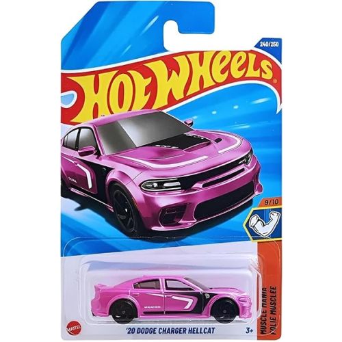 Hot Wheels '20 Dodge Charger Hellcat (JBB45) - Muscle Mania 9/10, Pink, 1:64 Scale Licensed Model Dodge