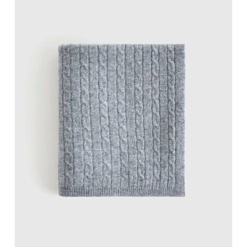 Luxe Cable Knit Cashmere Baby Blanket in Heather Grey