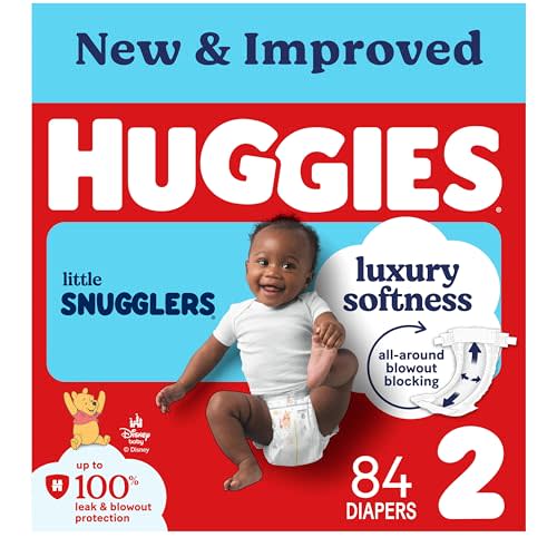 Huggies Size 2 Diapers, Little Snugglers Baby Diapers, Size 2 (12-18 lbs), 84 Count, Packaging May Vary
