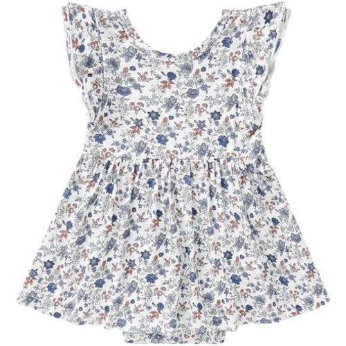 pureborn Baby GIrls Viscose from Bamboo Bodysuit Dress Ruffle Sleeve Romper Twirl Skirt Playwear Dresses 0-24M