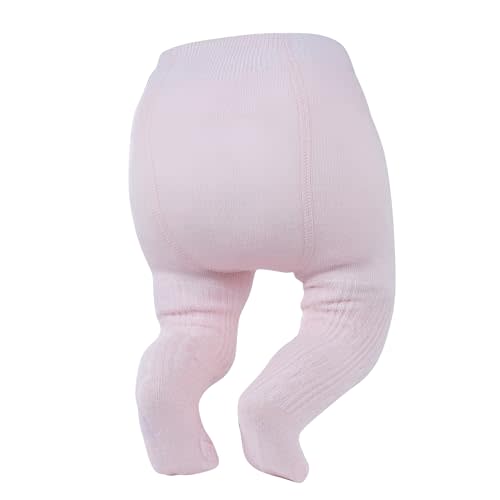Zando Opaque Cotton Tights for Baby Girls, Infants & Toddlers, Cozy Winter Leggings with Cable Knit Design, Size 0-3M to 6-7T