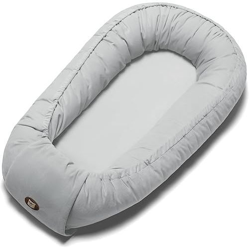 Baby Lounger Pillow for Newborn 0-24 Months, Breathable & Soft Newborn Essentials Infant Lounger, Adjustable Tummy Time Baby Lounger for Home and Travel, Baby Girls & Boys Babies Stuff, Grey