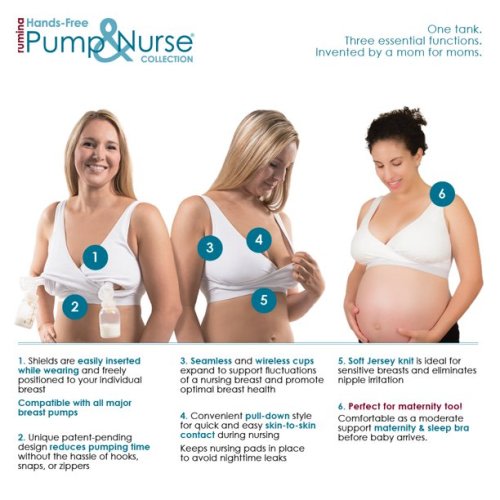 Rumina'S Pump&Nurse Relaxed All-In-One Nursing Bra For Maternity, Nursing With Built In Hands-Free Pumping Bra