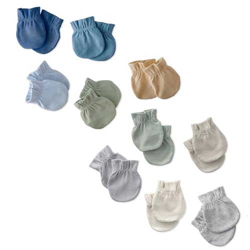 Morgan 10-Pack Baby Mittens 100% Organic Cotton No Scratch Mittens for Newborn Baby Boys & Girls​