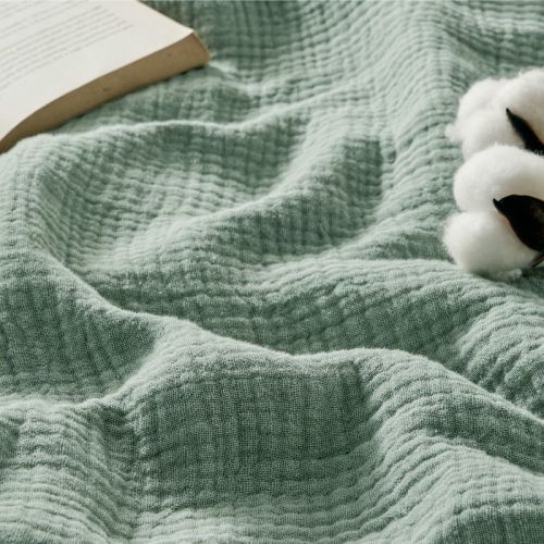 Bedsure 100% Cotton Muslin Throw Blanket Large 50x70- 4-Layer Breathable and Lightweight Soft Summer Gauze Muslin Blanket for Adults, Sage Green
