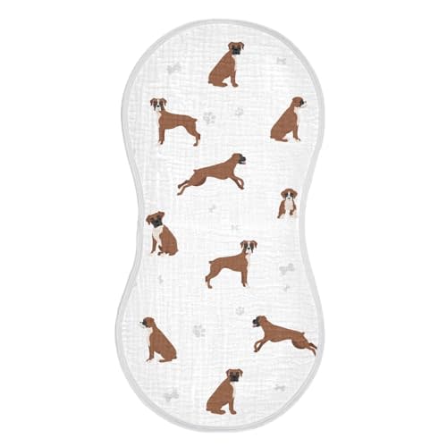 vvfelixl Burp Cloths Boxer Dog White for Baby Boy Girls Baby Washcloths Burp Rags 1 Pack