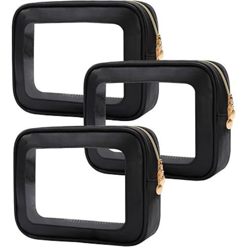 3PCS Diaper Bag Organizer Pouch Set，Clear Organizer Bags,TSA Approved Toiletry Bag,Clear Waterproof Cosmetic Bags with Zipper,Purse Organizer Pouches,Travel Organizer Bags for Woman and Kids