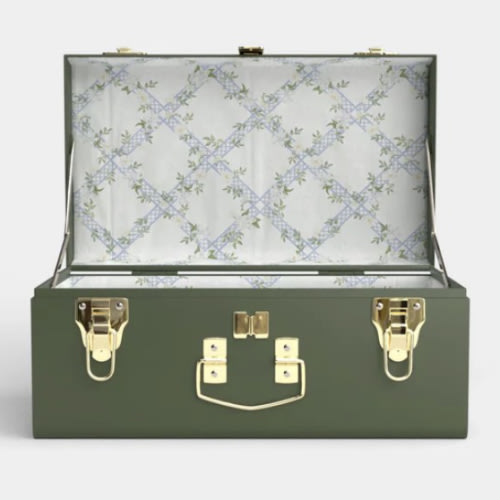 Mini Trunk - Green - Timeless Trellis / No Embroidery