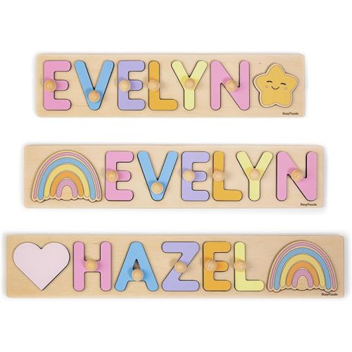 Personalized Name Puzzle Montessori Toys Nursery Decor Customized Puzzle Educational Toy for a 1 Year Old Gifts Kids Name Sign for Nursery Easter Present for Baby (Princess)