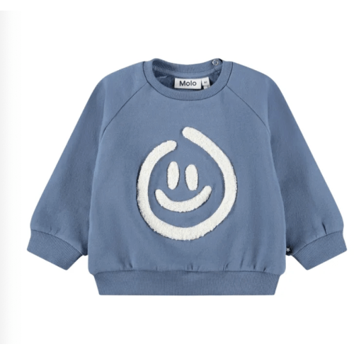 Molo 
Disc Smiley Organic Cotton Sweater | Light Blue
