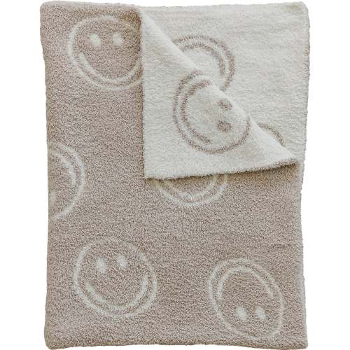 Smiley Taupe Plush Blanket – Mebie Baby