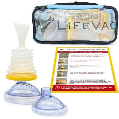 LifeVac Choking Rescue Device Travel Kit for Kids and Adults | Portable First Aid Airway Assist Device, Color: Blue