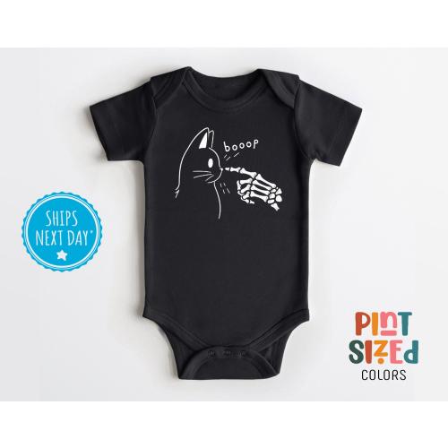 Cute Halloween Baby Onesie® - Boop! Baby Bodysuit - Halloween Cat Onesie® - Black
