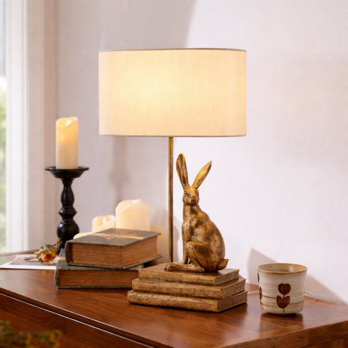 Everly Quinn Rabbit Regal Table Lamp - Gold | Wayfair