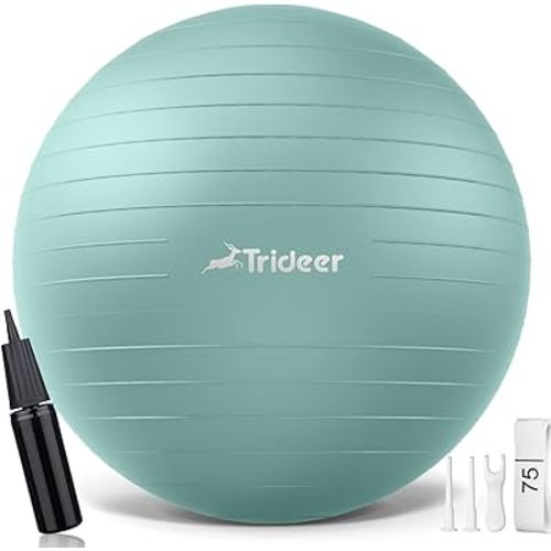 Trideer Yoga Ball - Exercise Ball for Workout pilates Stability - Anti-Burst and Slip Resistant for physical therapy, Birthing, Stretching & Core Workout, Office Ball Chair, Flexible Seating, Home Gym