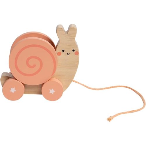 Pearhead Montessori Snail Pull Toy, Pull Along Wooden Toy, Early Development Push and Pull String Toy, Motor Skill Toy for Toddlers Ages 1+ Year
