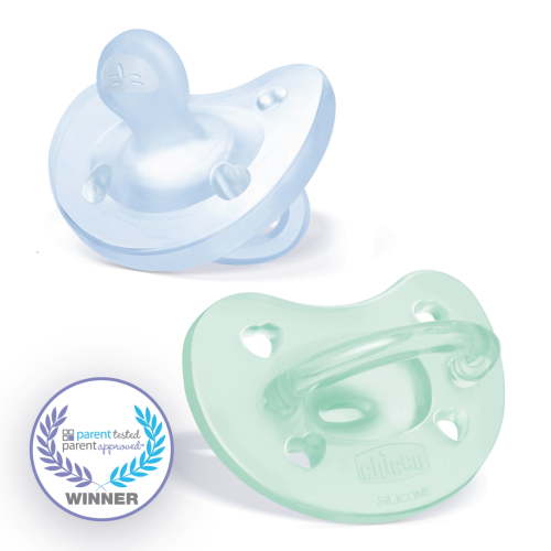 Chicco PhysioForma® One-Piece Silicone Pacifier, 0-6 Months, 2pk - Blue/Green