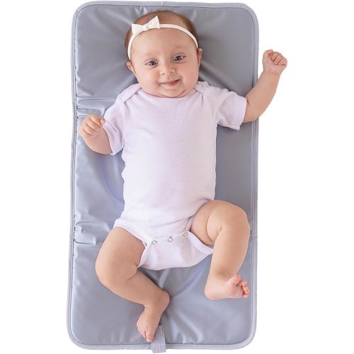 Lily Miles Baby Changing Pad Portable, Diaper Changing Mat with Magnetic Latches, Travel Pad for Diaper Bag, Baby Essentials, Wipeable & Waterproof Mat (Heather Gray, Regular)