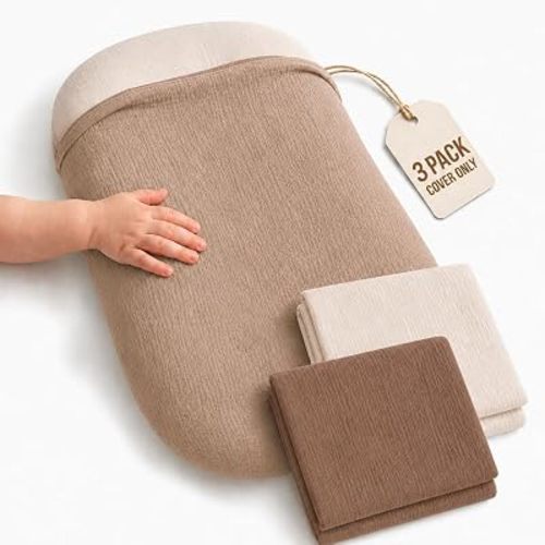 3 Pack Muslin Baby Lounger Covers, Covers Only, 35.5" x 20"