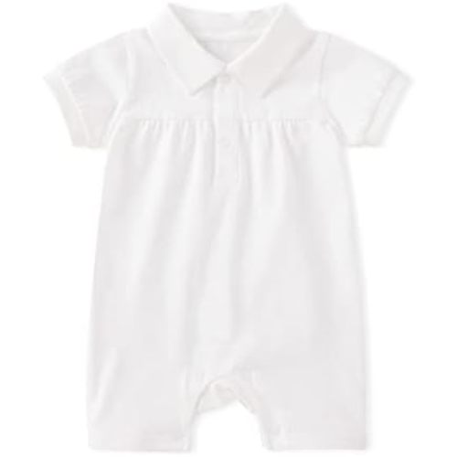 pureborn Unisex Baby Jumpsuit Infant Boys Girls Cotton Spring Fall Romper One-Piece Coverall Baptism Outfit White 0-24 Months