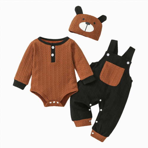 Splozh Baby Boy Clothes Newborn Infant Outfits Fall Winter Toddler Romper Pants Set Clothing 0 3 6 9 12 18 Months Baby Boy Winter Clothes,Brown,12-18 Months