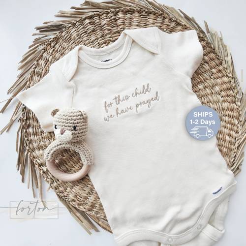 For this Child We Have Prayed Onesies® Announcement IVF Baby Onesies® Brand, Pregnancy Announcement, Answered Prayer, Religious 1002