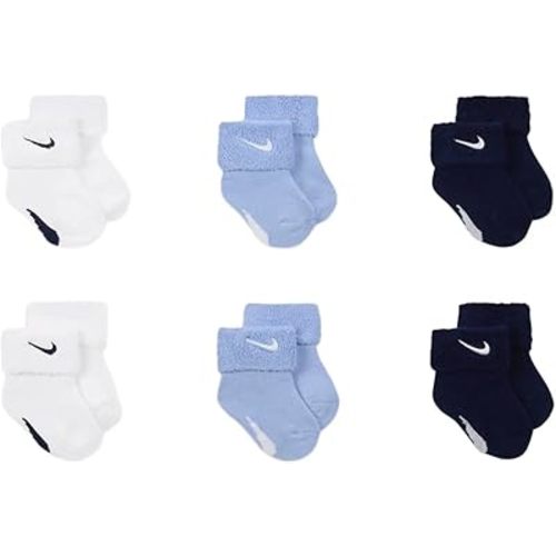 Nike Baby Terry Cuffed Socks (6 Pairs) (US, Age, 0 Months, 6 Months, Cobalt Bliss)