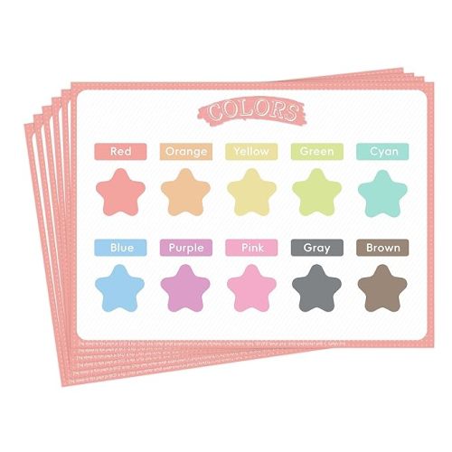 Disposable Placemats for Baby, Sticky Toddlers Kids Placemats Disposable Table Mats for Restaurants, Dining Table, Preschool & Parties–Star Color Fun Designs 40 Pack, 12x16 Inches