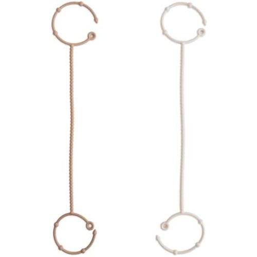 mushie Adjustable Silicone Toy Straps 2-Pack | Baby Accessories Holder for Travel, Stroller, High Chair (Natural/Shifting Sand)