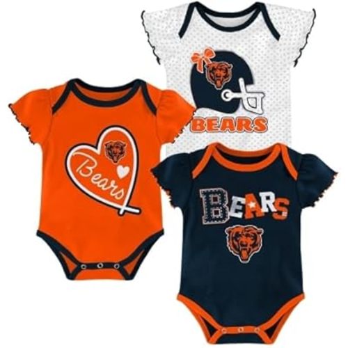 Outerstuff NFL Teams Newborn Baby and Infant Short Sleeve Bodysuit 3-Pack (0-18M)