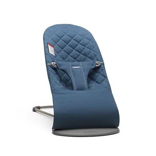 BabyBjörn Bouncer Bliss, Midnight Blue, Woven, Classic Quilt | 2-in-1 AdjustableBaby Bouncer Seat and Toddler Chair, Newborn to Toddler (8-29 lbs), 4 Positions, Lightweight & Portable