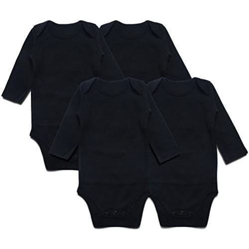 SOBOWO Unisex Baby Bodysuit Solid Infant Cotton Short Long Sleeve Black Onsies for Newborn Boy Girl 4 Pack