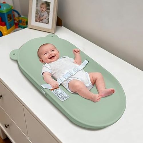 Baby Changing Pad, EVA Waterproof Non-Slip Changing Table Pad with Adjustable Strap for Dresser Changing Table Nursery, Portable Diaper Changing Pad, Green