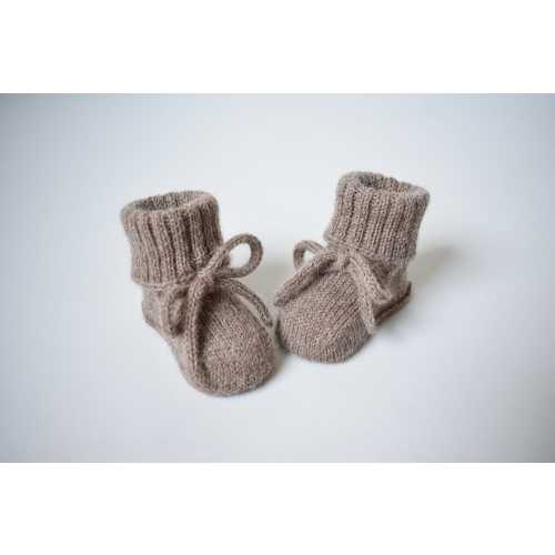 WOOL ALPACA knitted warm baby booties long socks for newborn crib shoes for baby newborn gift baby shower boy girl gray pink white