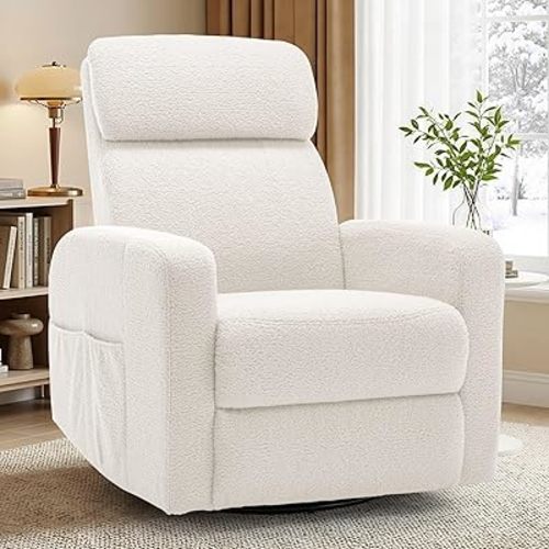 Power Swivel Recliner Chairs for Adults, Electric Glider Rocking Chair Nursery, Glider Recliner Nursery Chair with Classified Side Pocket, Nursery Rocking Chairs with USB and Type-C Ports