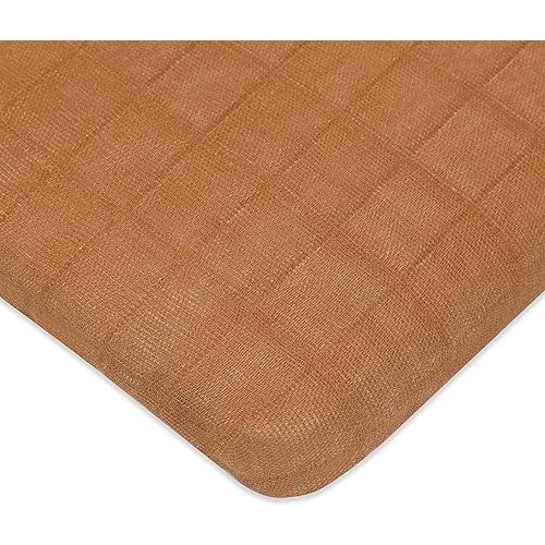 Babyletto Muslin Baby Bassinet Sheets for Girls & Boys - GOTS Certified Breathable Organic Cotton Cover, 360° Fitted, Soft, Gentle & Cozy Rectangle Bedside Bassinet Sheets - Burnt Sienna
