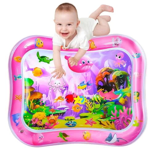 Extra Big Infant Toys, Tummy time mats,Tummy time Toys, Baby Pink Water Play mat, Fun Early Development Activity Play Center for Newborn, Pink 39.5x31.5 in.
