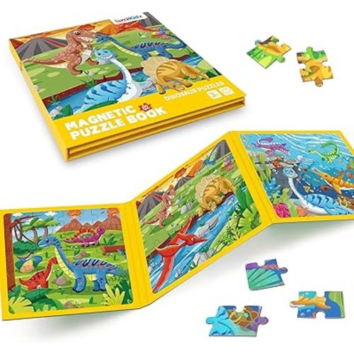 Unicorn Mermaid Princess Magnetic Puzzle for Girls Ages 3–5, 20 Piece Travel Puzzle for Toddlers 4–6, Easter Basket Stuffers for Kids, Car Airplane Road Trip Magnet Activity Toy