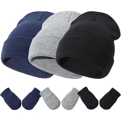 Baby Hats and Mittens Set Infant Toddler Beanie Caps Hospital Hat Set Newborn Gloves for Baby Boys Girls