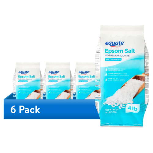 (6 pack) Equate Epsom Salt, Magnesium Sulfate, 64 oz (4lb), Unscented